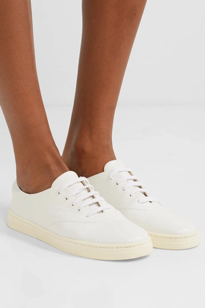 Shop Gabriela Hearst Marcello Leather Sneakers In White