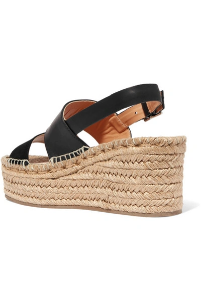 Shop Rag & Bone Edie Leather And Suede Espadrille Wedge Sandals In Black