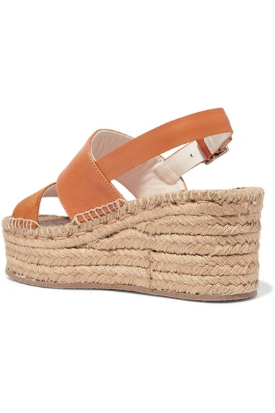 Shop Rag & Bone Edie Leather And Suede Espadrille Wedge Sandals In Tan