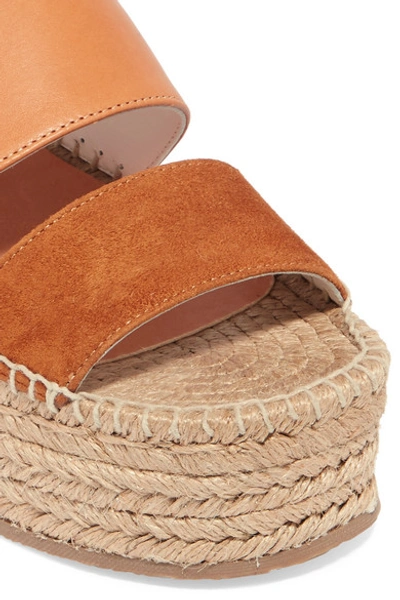 Shop Rag & Bone Edie Leather And Suede Espadrille Wedge Sandals In Tan