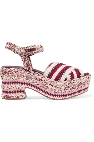 Shop Antolina Brenda Braided Cotton Sandals In Burgundy