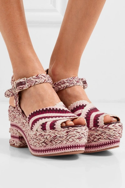 Shop Antolina Brenda Braided Cotton Sandals In Burgundy