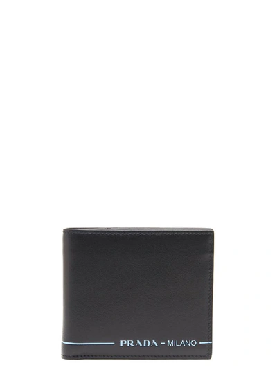 Shop Prada Logo Bifold Wallet In Black