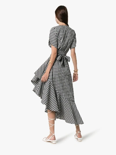 Shop Paper London Colorados Gingham Ruffle Cotton Blend Dress In Black/white