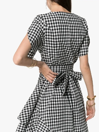 Shop Paper London Colorados Gingham Ruffle Cotton Blend Dress In Black/white