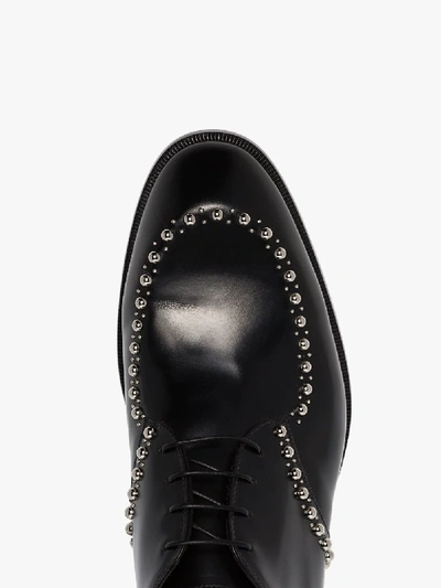 Shop Christian Louboutin Black What A Man Studded Leather Derby Shoes In Bk01 Black