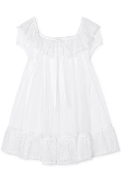 Shop Agent Provocateur Fee Off-the-shoulder Lace-trimmed Tulle Chemise In White