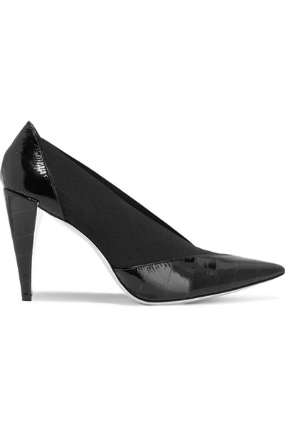 Shop Givenchy Croc-effect Leather And Elastic Pumps In Black