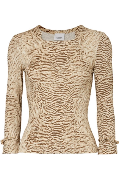 Shop Burberry Animal-print Stretch-jersey Top In Beige