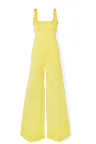 Shop Emilia Wickstead Delta Cotton-blend Faille Jumpsuit In Yellow