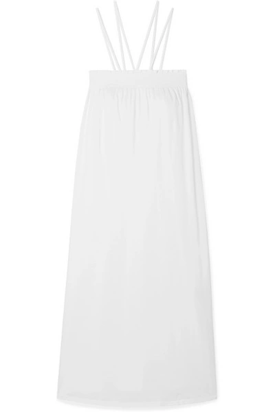 Shop Skin Camille Shirred Pima Cotton-jersey Nightdress In White