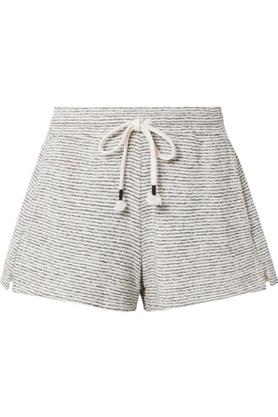 Shop Skin Teeghan Striped Pima Cotton And Modal-blend Pajama Shorts In Gray