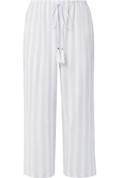 Shop Skin Striped Cotton-gauze Pajama Pants In White