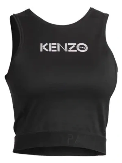 Shop Kenzo Women's Logo Stretch Cotton Sport Bra In Black
