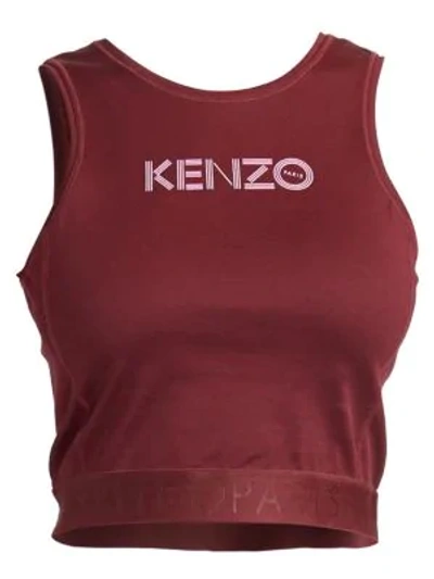 Shop Kenzo Women's Logo Stretch Cotton Sport Bra In Bordeaux