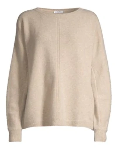 Shop Max Mara Masque Front Seam Lofty Cashmere Sweater In Beige