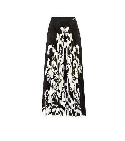 Shop Valentino Printed Jersey Midi Skirt In Black