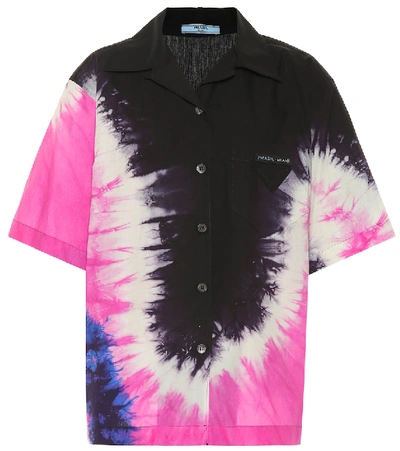 Shop Prada Tie-dye Cotton Shirt In Pink