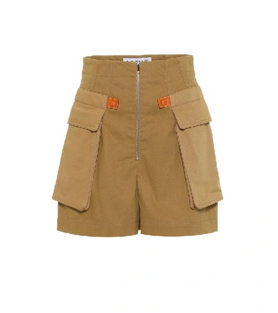 Shop Loewe Cotton-twill Shorts In Brown