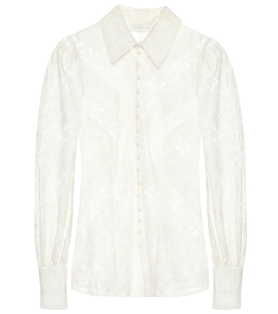 Shop Zimmermann Veneto Lantern Lace Top In White