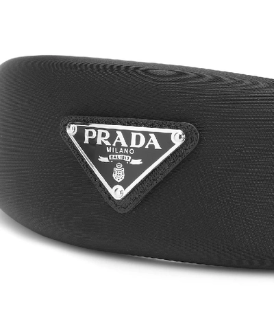Prada Re-nylon Triangle-logo Headband In Black