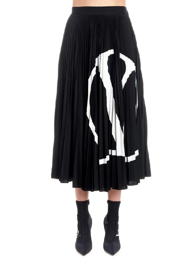 Shop Valentino Go Logo Pleated Skirt In Black