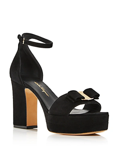 Shop Ferragamo Women's Eclipse Block-heel Platform Sandals In Nero