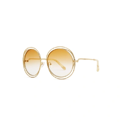 Shop Chloé Carlina Oversized Round-frame Sunglasses In Light Brown