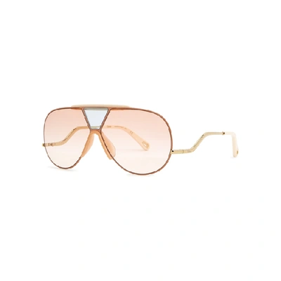 Shop Chloé Gold-tone Aviator-style Sunglasses In Rose