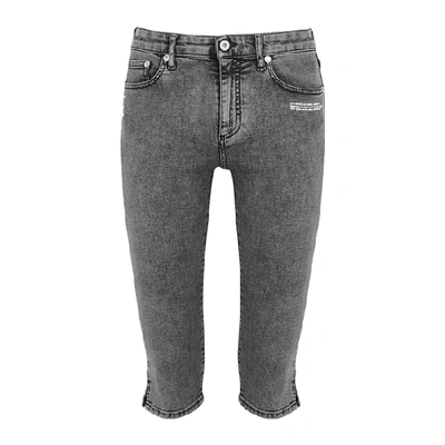 Shop Off-white Grey Denim Capri Jeans