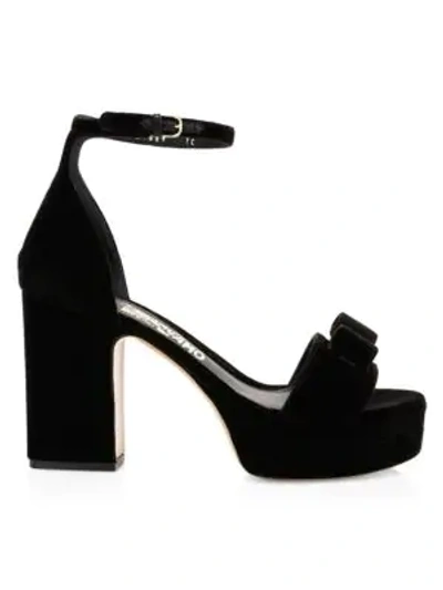 Shop Ferragamo Eclipse Suede Platform Sandals In Black