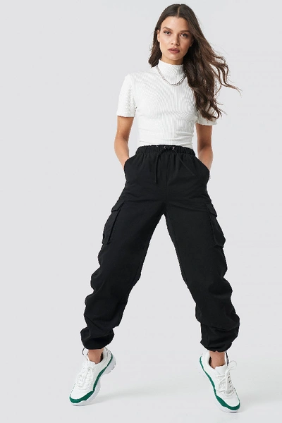 Shop Astrid Olsen X Na-kd Drawstring Cargo Pants - Black
