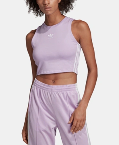 Shop Adidas Originals Adicolor Cropped Tank Top In Purple Glow