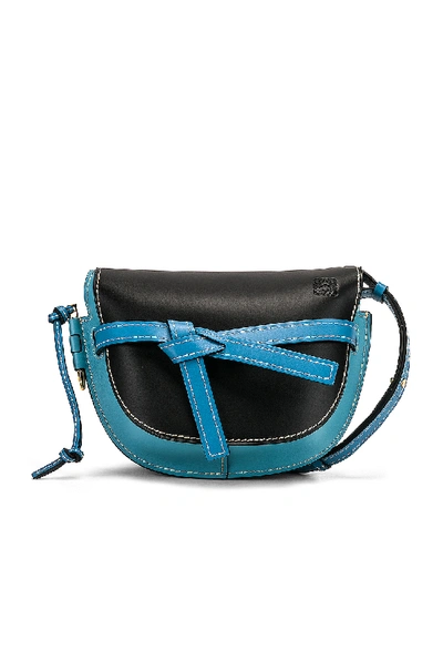 Shop Loewe Gate Small Bag In Black & Light Blue