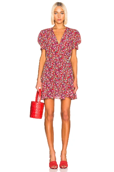 Shop Saloni Lea Wrap Dress In Red In Red Poppyfield