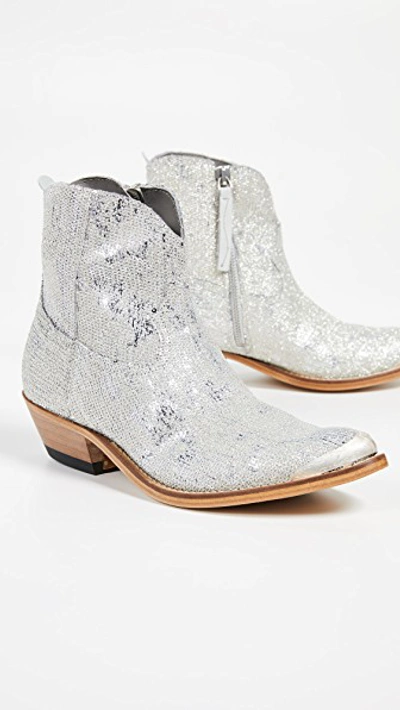 Shop Golden Goose Young Boots In Silver Glitter
