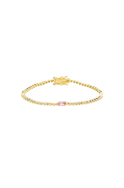 Shop The M Jewelers Ny The Colored Stone Tennis Bracelet In Metallic Gold. In Pink