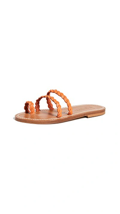 Shop Kjacques Thais Braided Toe Ring Slides In Pul Mandarine