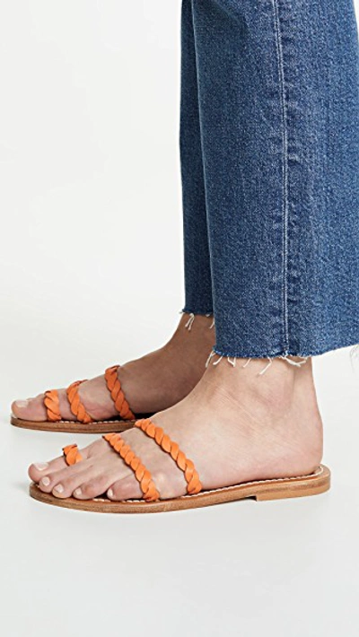 Shop Kjacques Thais Braided Toe Ring Slides In Pul Mandarine