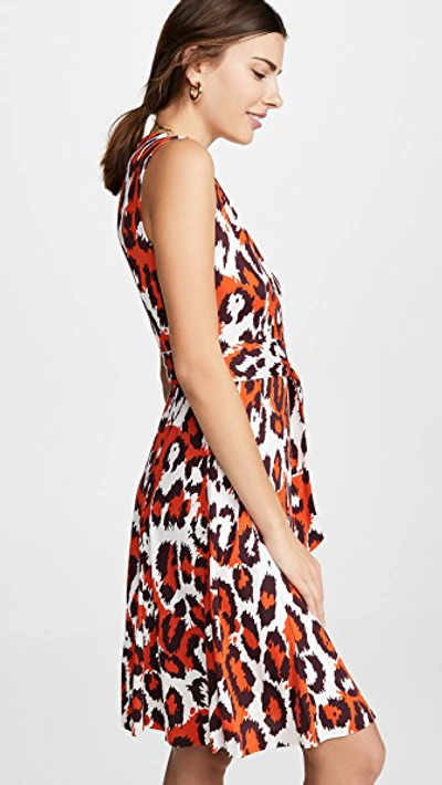 Shop Diane Von Furstenberg Jasmine Dress In Leopard Spicy Orange