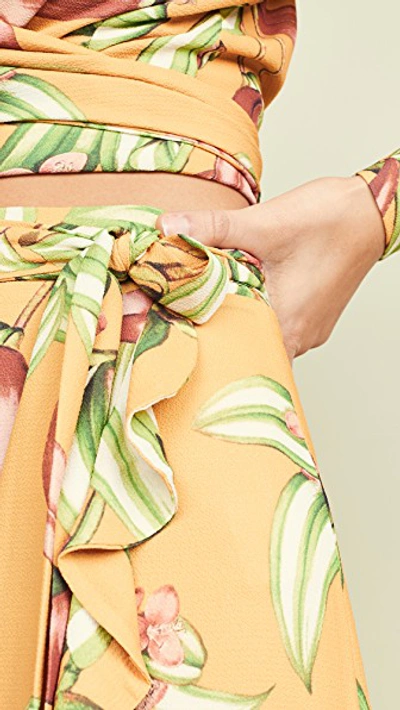 Shop Patbo Zebrina Print Wrap Skirt In Yellow