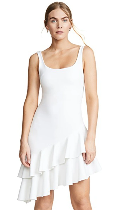 Shop Susana Monaco Scoop Neck Layered Ruffle Dress In Off-white