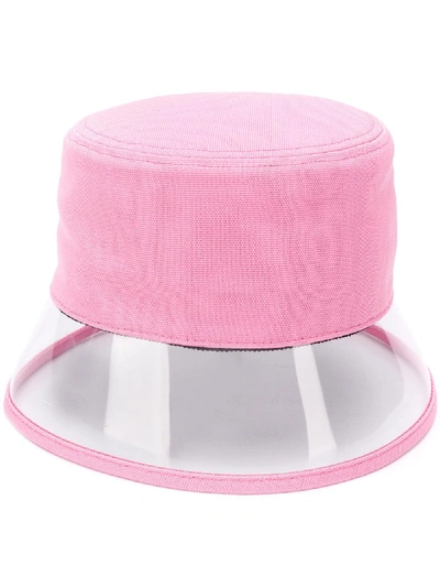 Shop Prada Transparent Panel Bucket Hat - Pink