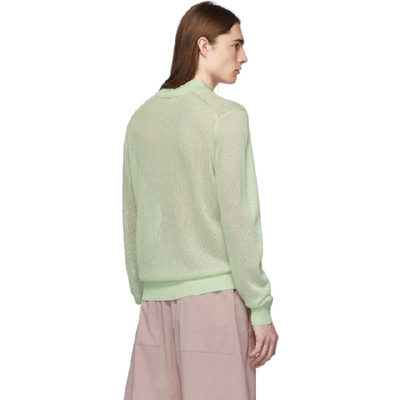 Shop Tibi Ssense Exclusive Green Crispy Viscose Mesh Long Sleeve Polo