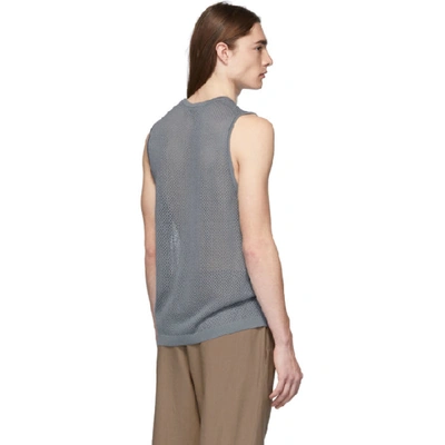 Shop Tibi Ssense Exclusive Grey Crispy Viscose Mesh Tank Top In Charcoalgr