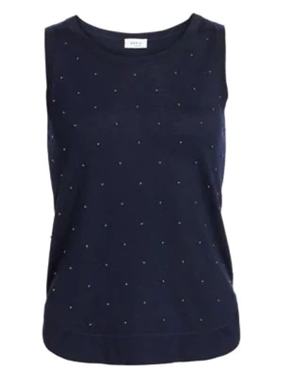 Shop Akris Punto Studded Wool Top In Navy