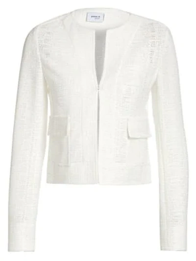 Shop Akris Punto Grid Lace Jacket In Cream