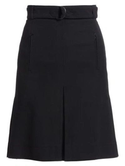 Shop Akris Punto Belted A-line Pleated Skirt In Black