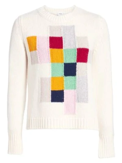Shop Akris Punto Pixel Intarsia Long Sleeve Knit Pullover In Cream