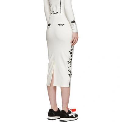 Shop Off-white White Diag Pencil Skirt In White/black
